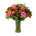 Букет невесты №57. Роза, Фрезия, Каллы мини. Восхитительный букет из роз и экзотических цветов. 