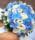 Букет невесты №54. Гортензия, Роза, Эустома. Потрясающий модный букет невесты из нежных  цветов.
